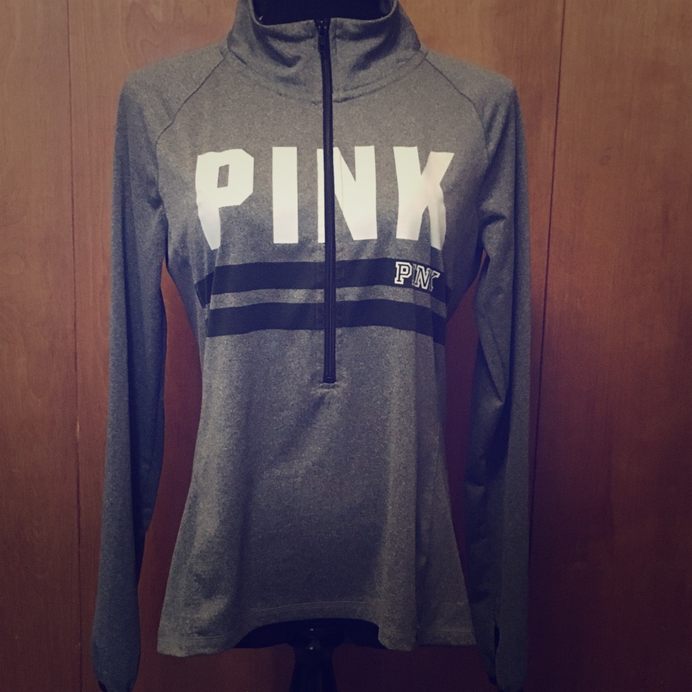 Gray and Black V.S. Pink Zip-up Sweatshirt